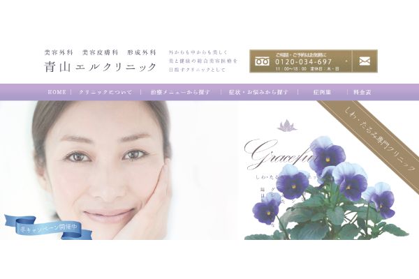 青山エルクリニックの公式サイト画面